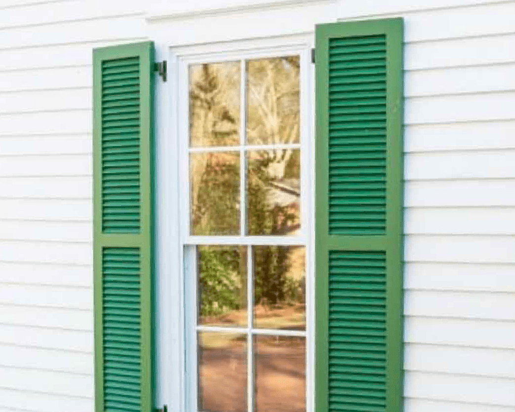 Louvered shutters built by Dwell Shutter & Blinds