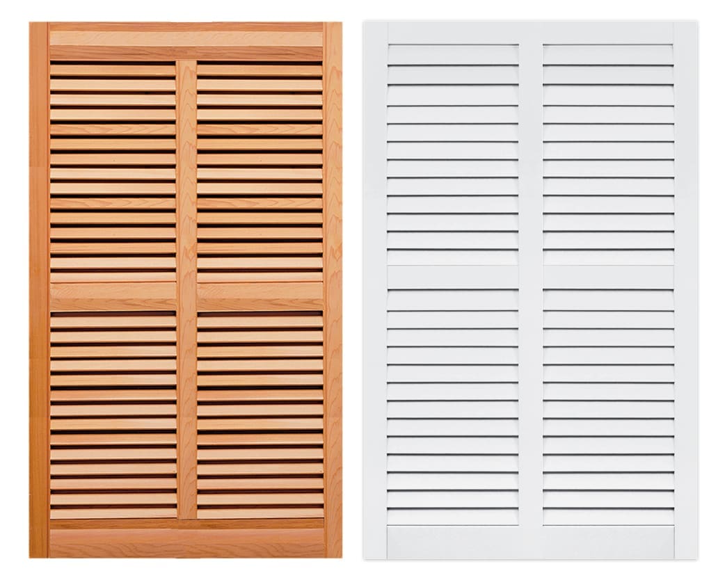 Bahama exterior shutters built by Dwell Shutter & Blinds.